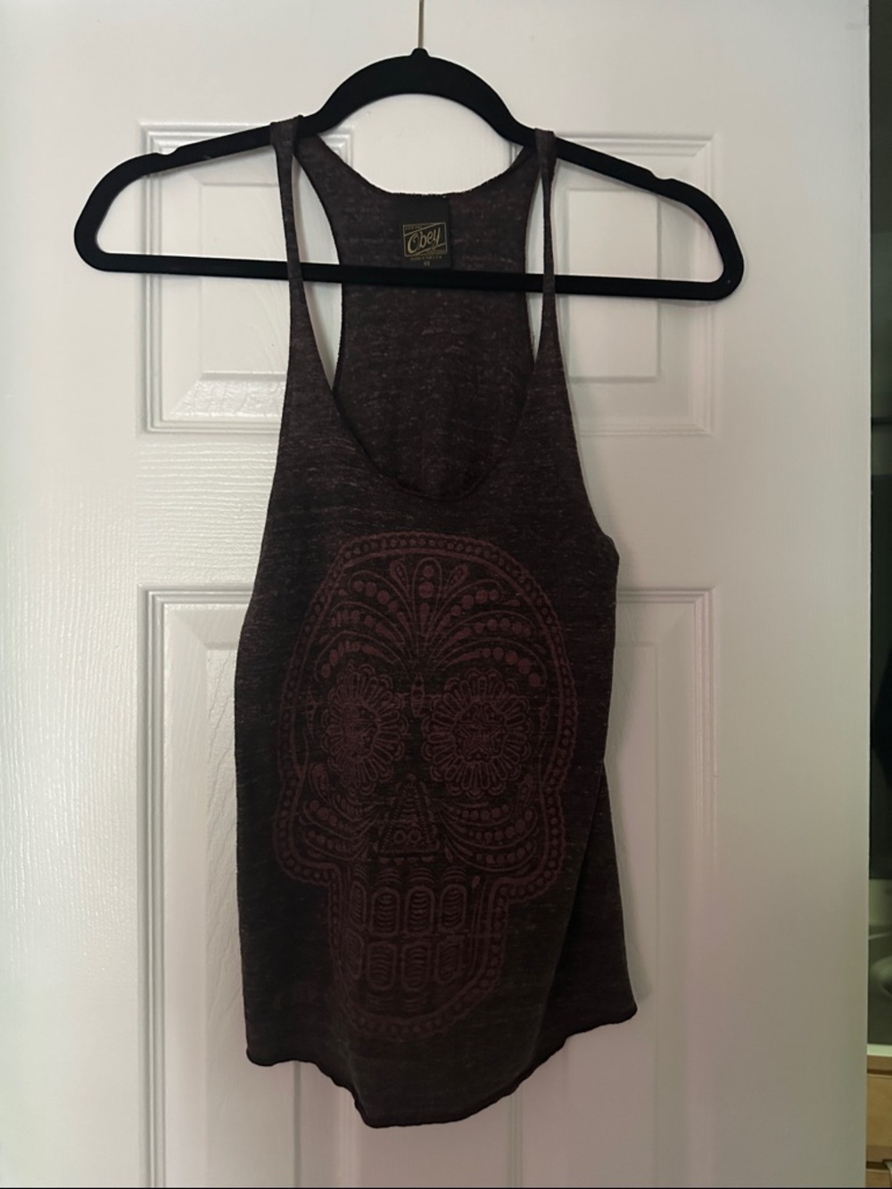 Obey Women's Brown Skull Racerback Tank